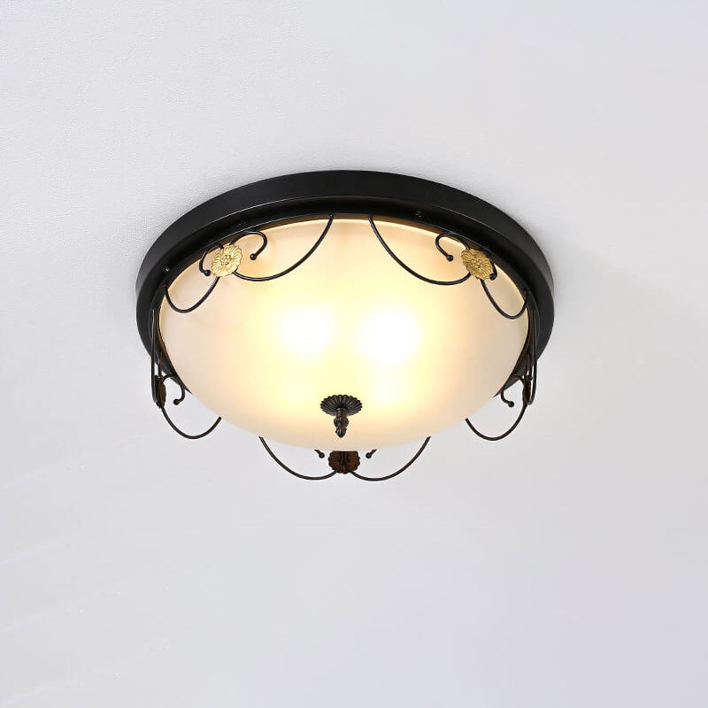 European Vintage Round Bowl 3/4-Light Flush Mount