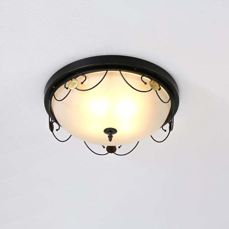 European Vintage Round Bowl 3/4-Light Flush Mount