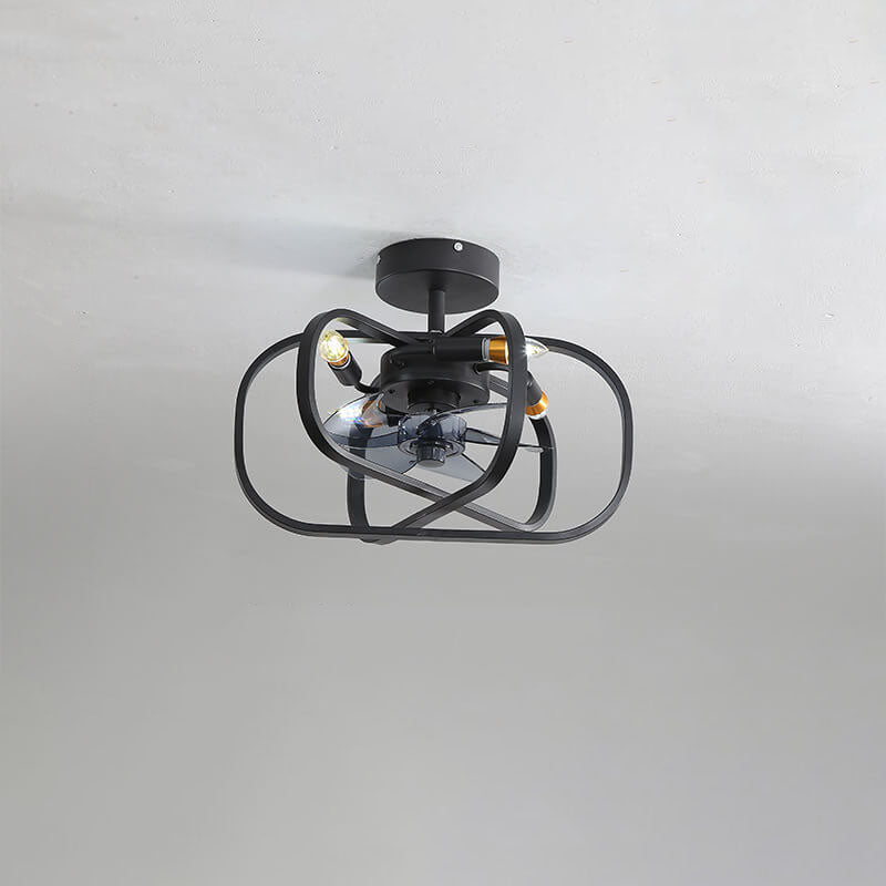 Industrial Minimalist Mount Ceiling Fan Light