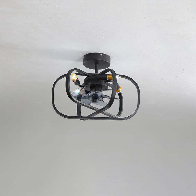 Industrial Minimalist Mount Ceiling Fan Light