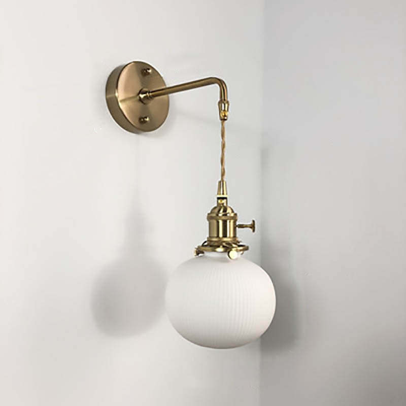 Japanese Retro Cylinder Oval Brass Lucite Wall Sconce