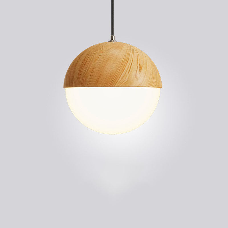 Japanese Wood Grain Oval Iron Pendant Light