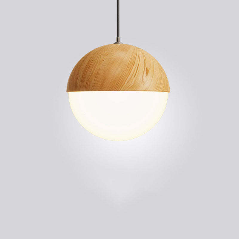 Japanese Wood Grain Oval Iron Pendant Light