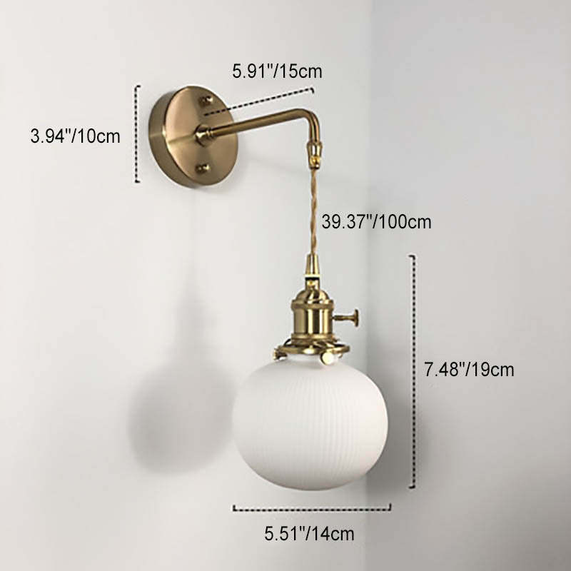 Japanese Retro Cylinder Oval Brass Lucite Wall Sconce