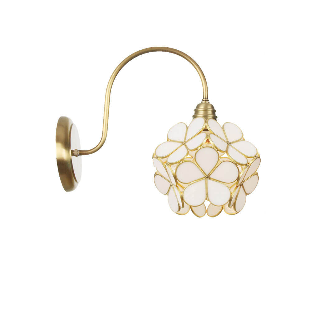 European Tiffany Vintage Brass Glass Sconce