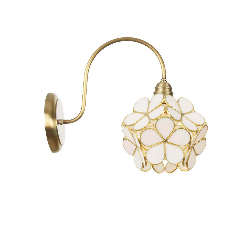 European Tiffany Vintage Brass Glass Sconce