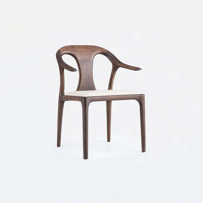 Traditional Chinese Walnut Curved Dining Chair
