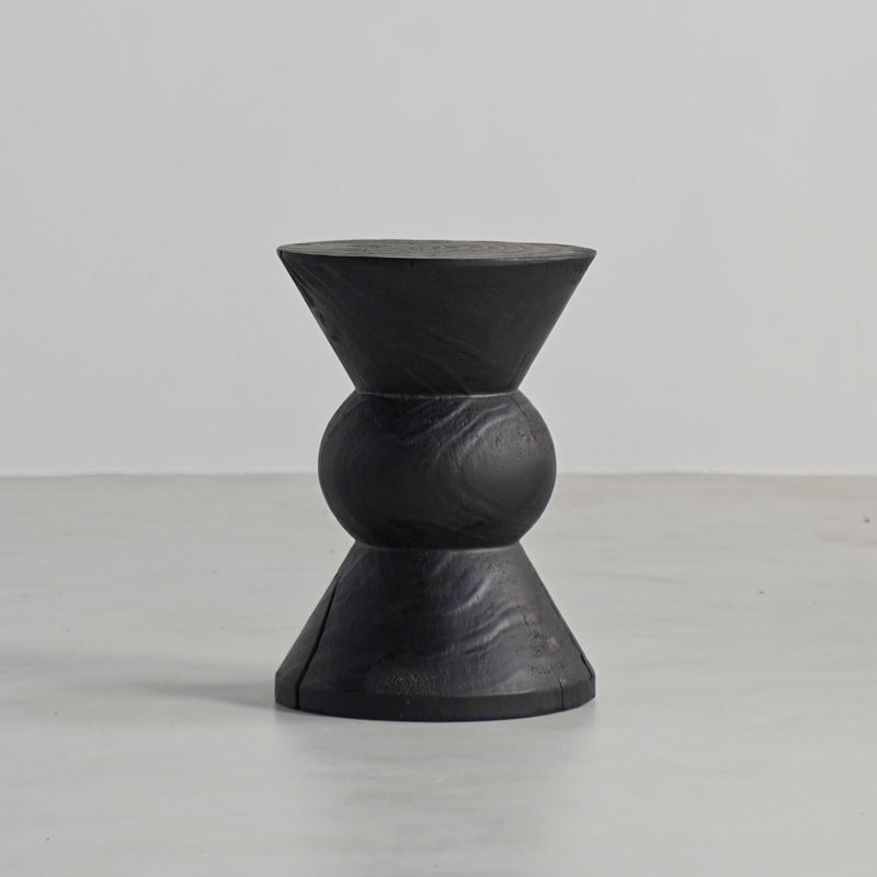 Japanese Wabi-Sabi Wood Geometric End Table — G
