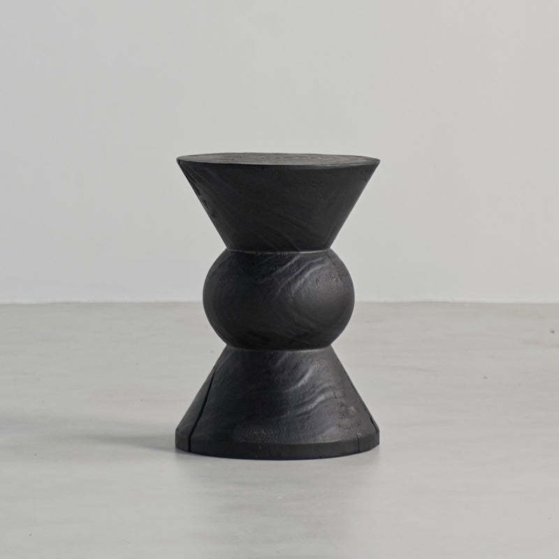 Japanese Wabi-Sabi Wood Geometric End Table — G