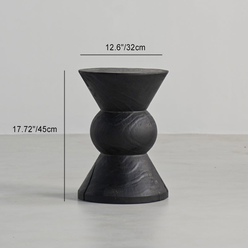 Japanese Wabi-Sabi Wood Geometric End Table