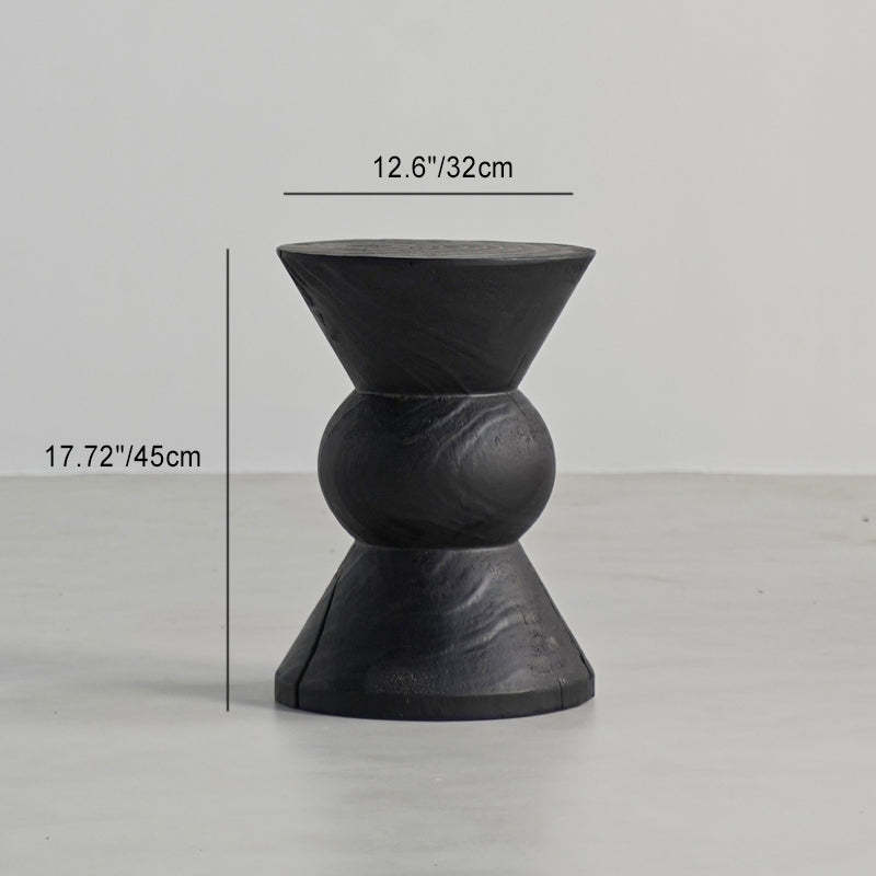 Japanese Wabi-Sabi Wood Geometric End Table