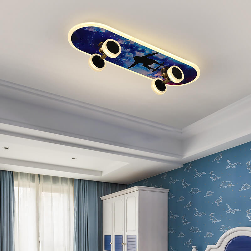 Cartoon Skateboard Acrylic LED Kids Flush Mount Light