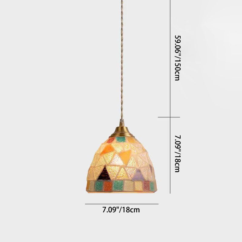 Tiffany Shell Stained Glass Semicircle Pendant Light — C / 220V-240V For UK/AU
