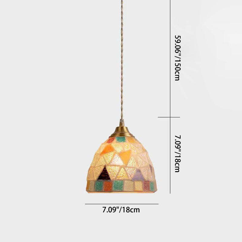 Tiffany Shell Stained Glass Semicircle Pendant Light — C / 220V-240V For UK/AU