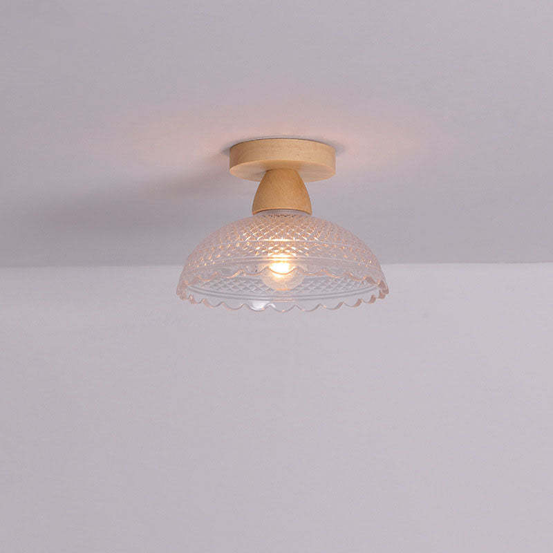 Japanese Minimalist Log Glass Ceiling Light