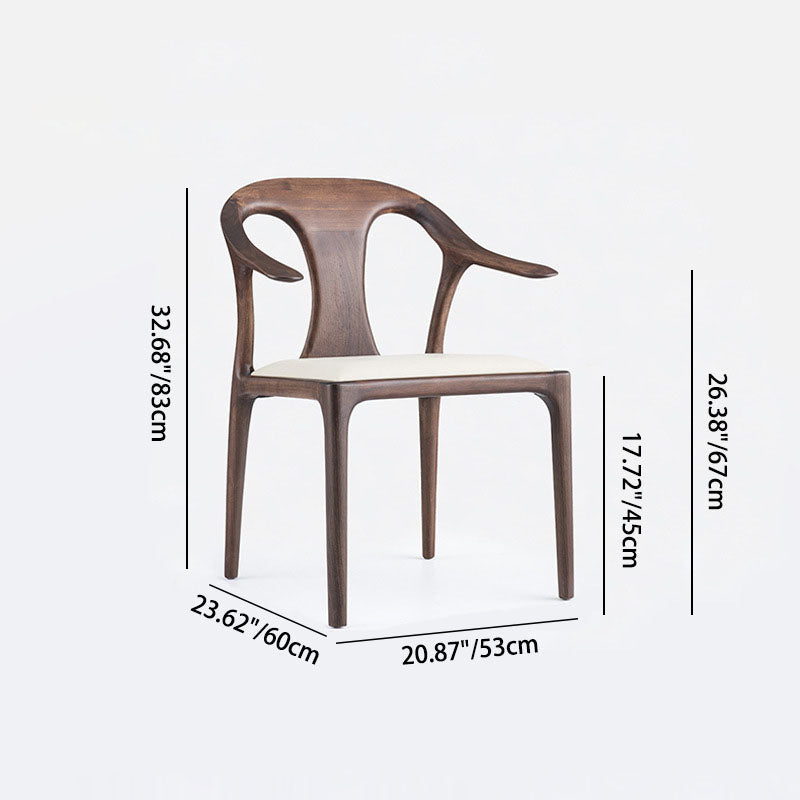 Traditional Chinese Walnut Curved Dining Chair