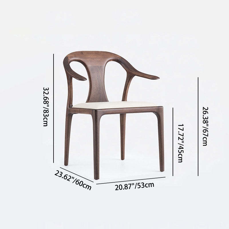Traditional Chinese Walnut Curved Dining Chair