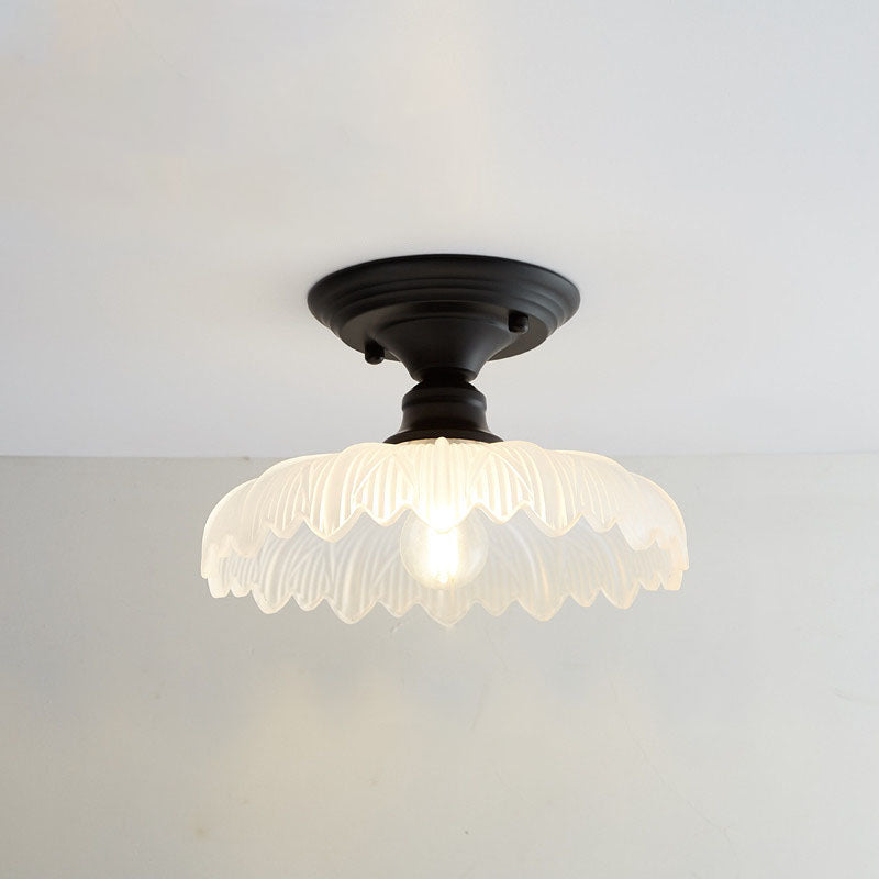 Nordic Vintage Glass Floral Geometry Semi-Flush Light