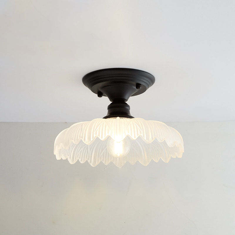 Nordic Vintage Glass Floral Geometry Semi-Flush Light