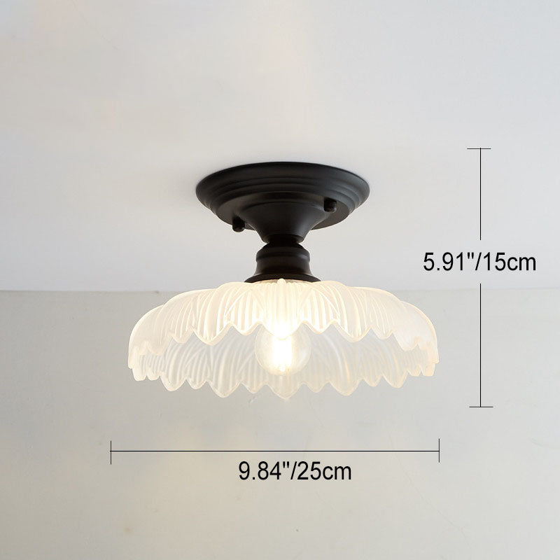 Nordic Vintage Glass Floral Geometry Semi-Flush Light