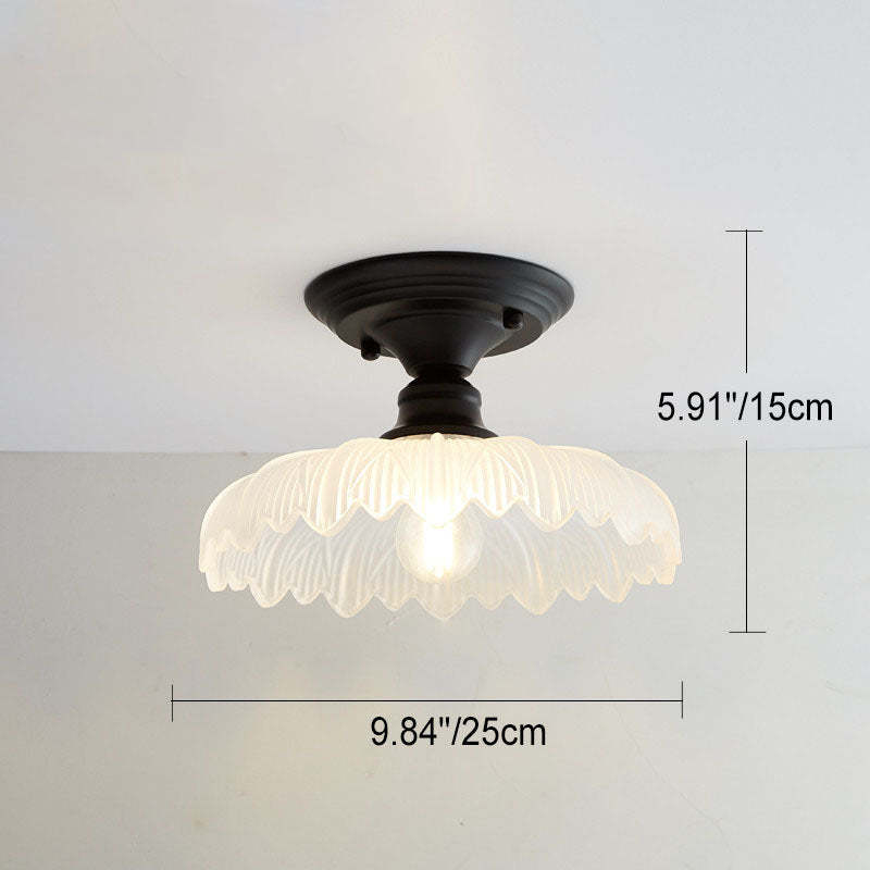 Nordic Vintage Glass Floral Geometry Semi-Flush Light
