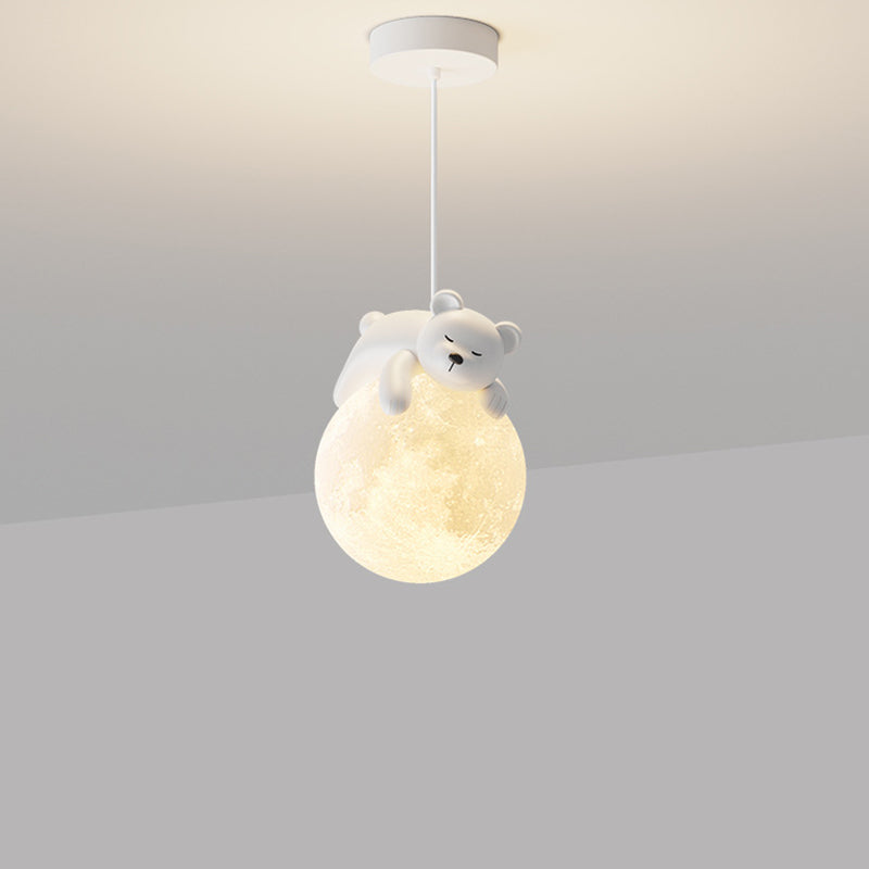 Contemporary Resin Rabbit Moon Kids Pendant Light