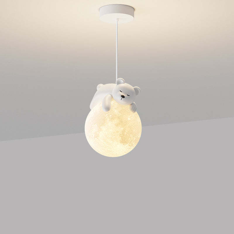 Contemporary Resin Rabbit Moon Kids Pendant Light