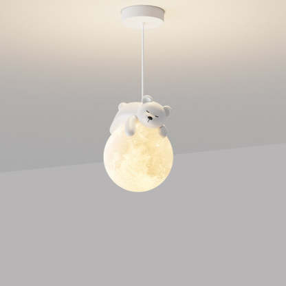 Contemporary Resin Rabbit Moon Kids Pendant Light