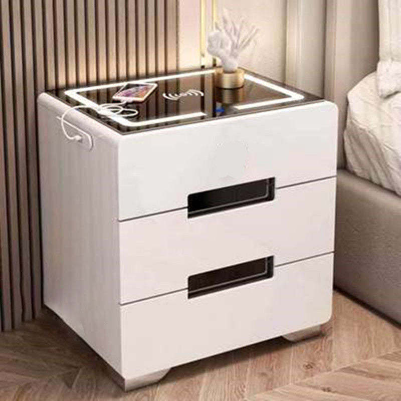 Minimalist Metal Rectangular Nightstand 3-Drawer — Gray