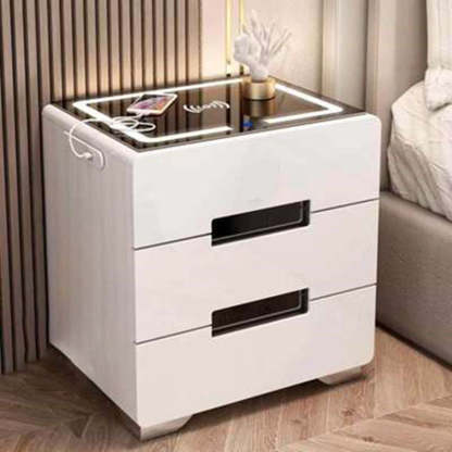 Minimalist Metal Rectangular Nightstand 3-Drawer — Gray