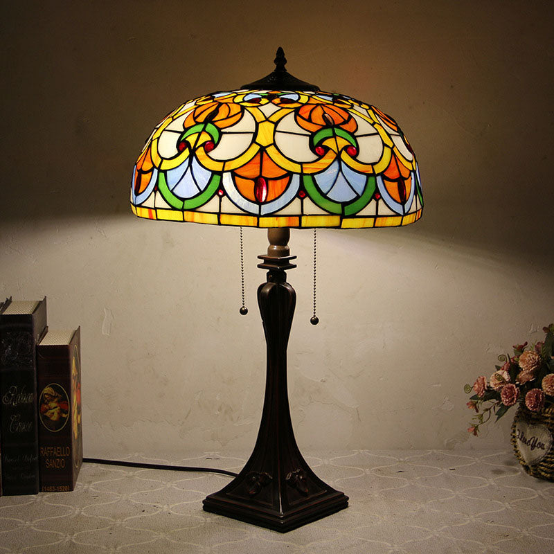 Tiffany Mediterranean Stained Glass Cone 2-Light Table Lamp — B / 220V-240V For UK/AU