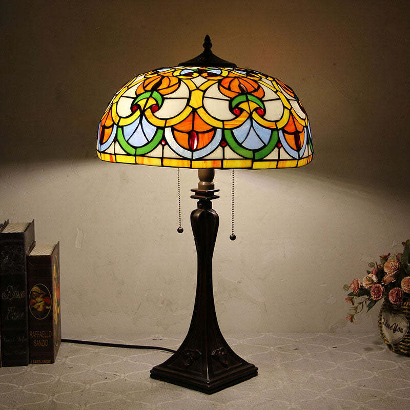 Tiffany Mediterranean Stained Glass Cone 2-Light Table Lamp — B / 220V-240V For UK/AU