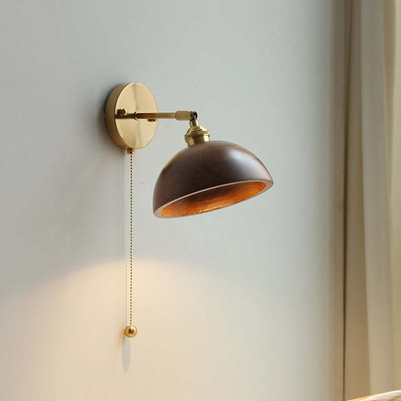 Scandinavian Cone Dome Copper Wood Sconce