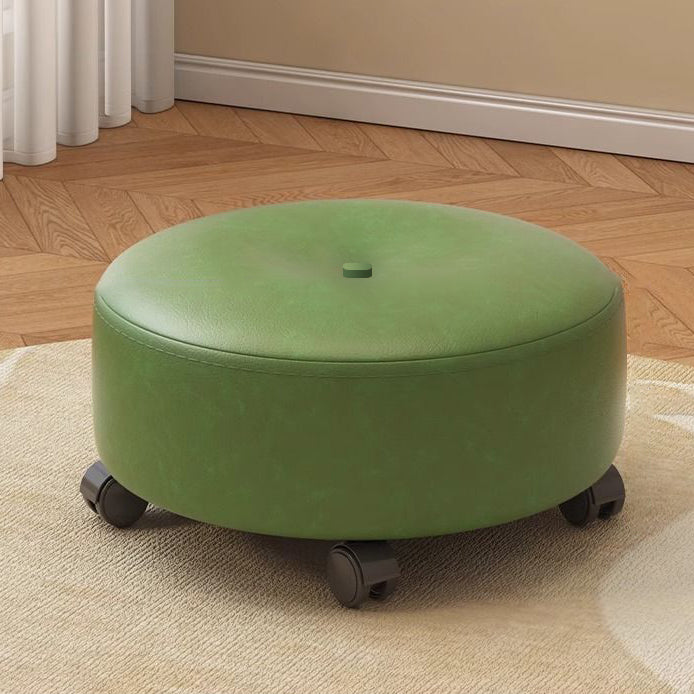 Minimalist Microfiber Leather Wood Round Chair Backless
