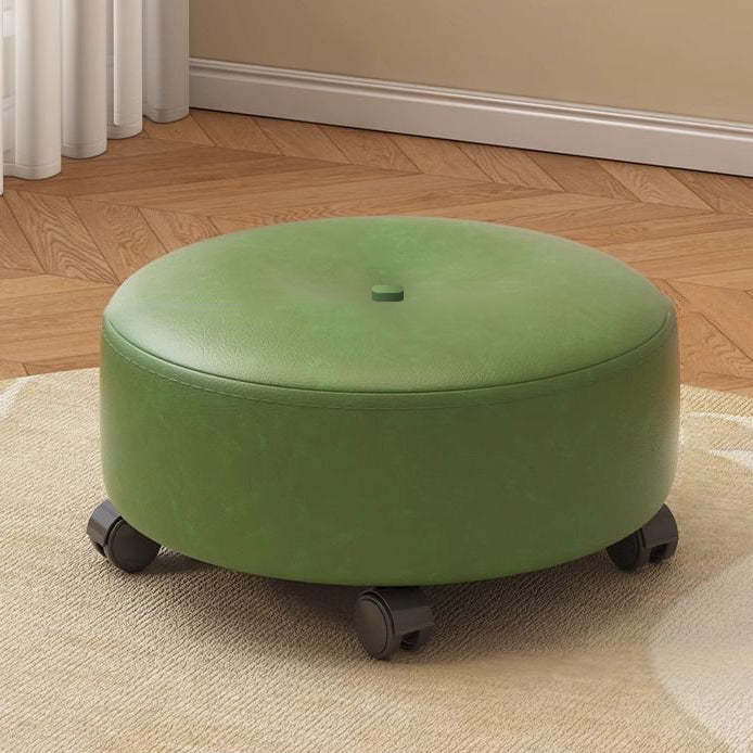 Minimalist Microfiber Leather Wood Round Chair Backless
