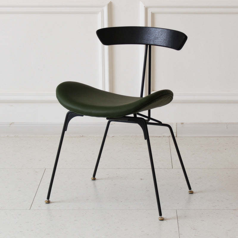 Industrial Ant Arch Wood Leather Dining Chair — Light Brown - Leather / Dark Brown