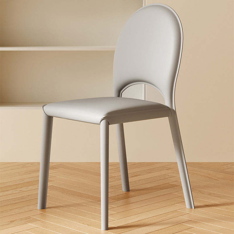 Oval-back leather dining chairs & benches for dining room — Light Gray