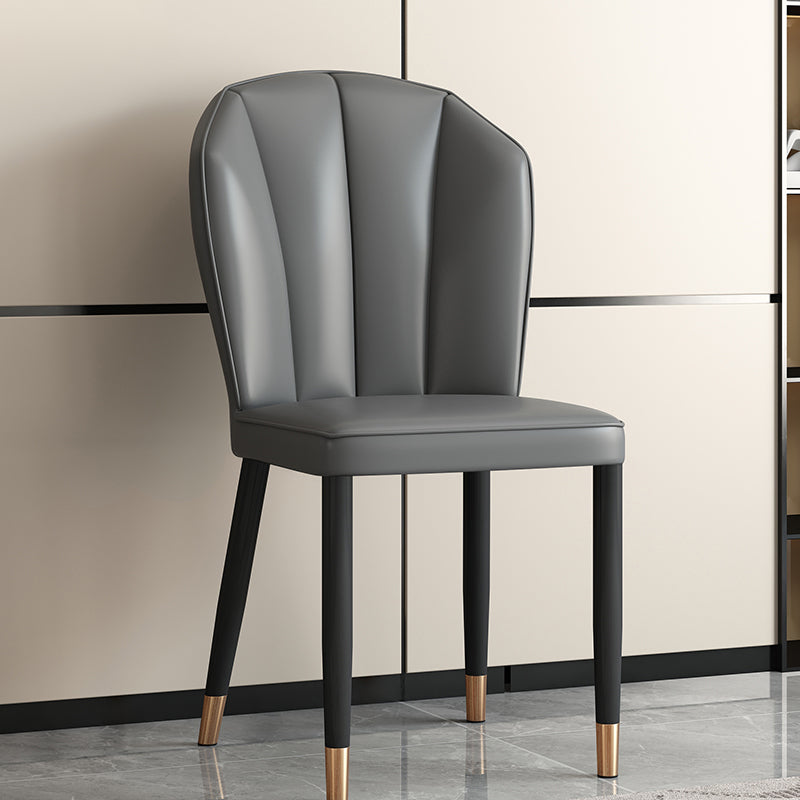 Modern Leather Steel Shell Dining Chair — X Shape / Black / White