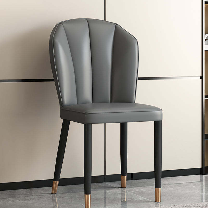 Modern Leather Steel Shell Dining Chair — X Shape / Black / White