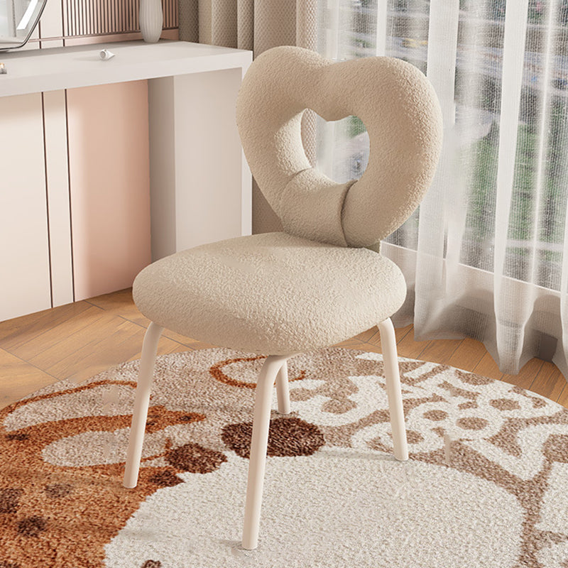 Nordic Heart Lambswool Wood Vanity Stool — Yellow