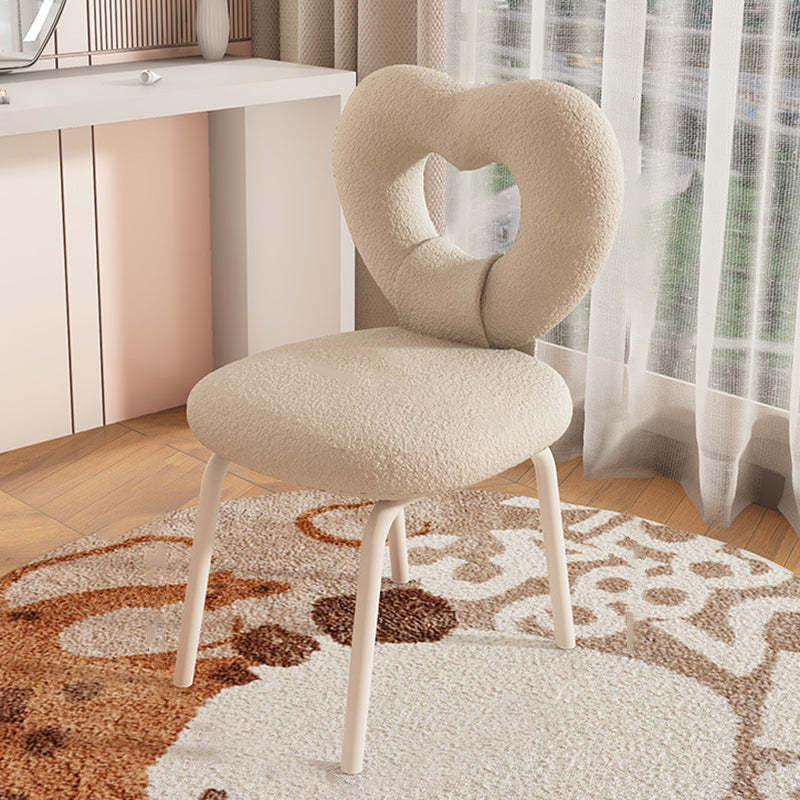 Nordic Heart Lambswool Wood Vanity Stool — Yellow