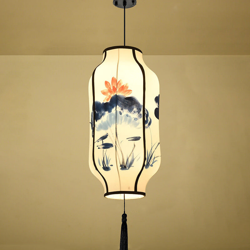 Oriental Handmade Oval Lantern Fabric Pendant