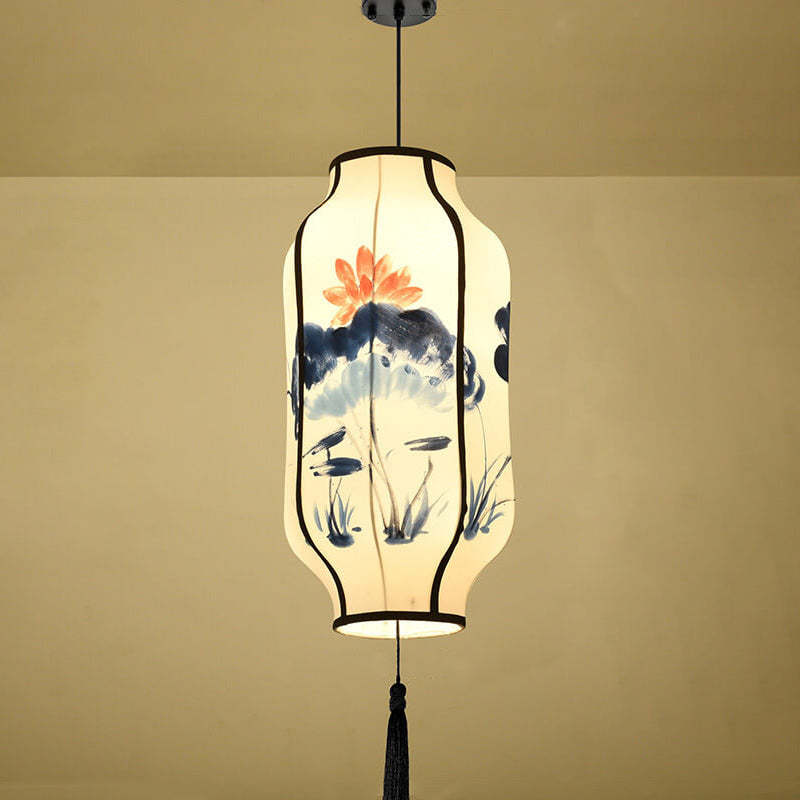 Oriental Handmade Oval Lantern Fabric Pendant