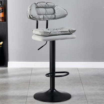 Modern Fabric Iron Semicircular Counter Stool — High / Pink / Black