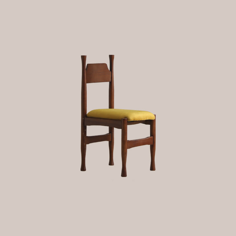 Vintage Wood Curved Velvet Dining Chair