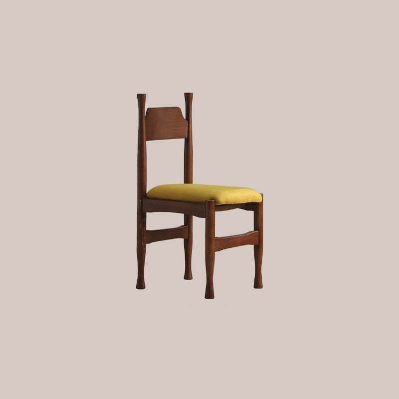 Vintage Wood Curved Velvet Dining Chair