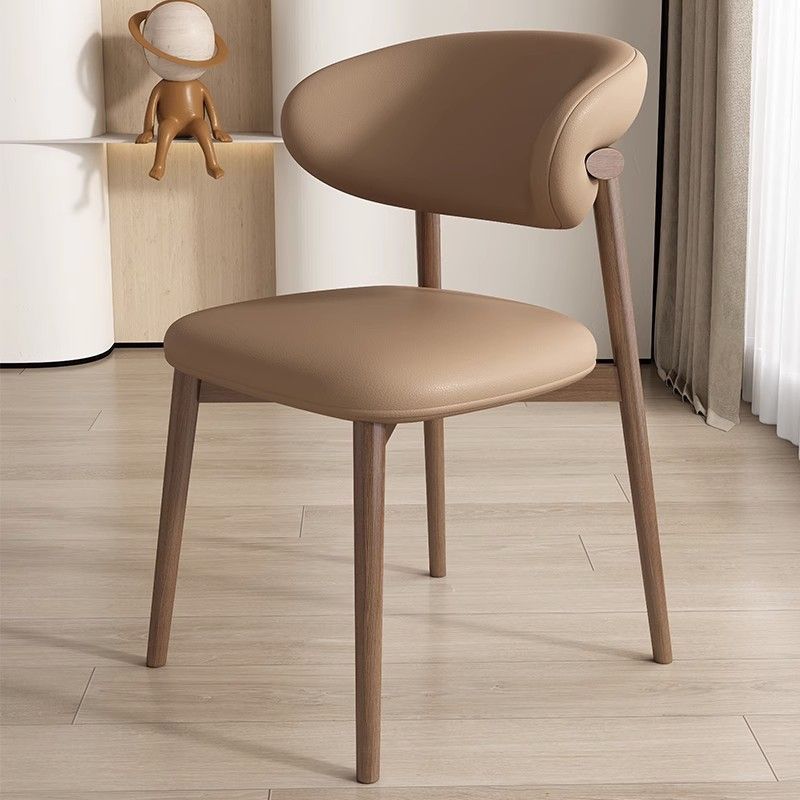 Nordic Leather Metal Dining Chair — Khaki + Black Frame