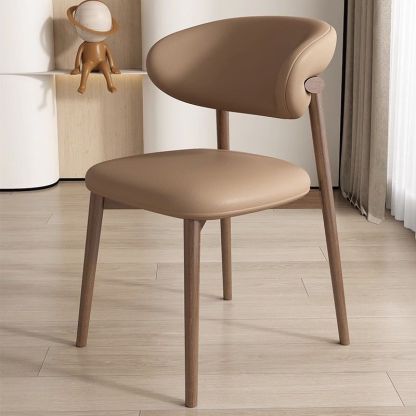 Nordic Leather Metal Dining Chair — Khaki + Black Frame