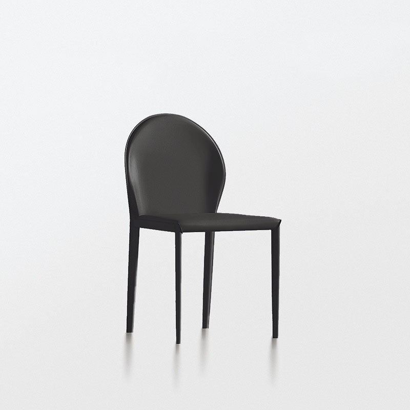 Minimalist Half Oval Leather Metal Dining Chair