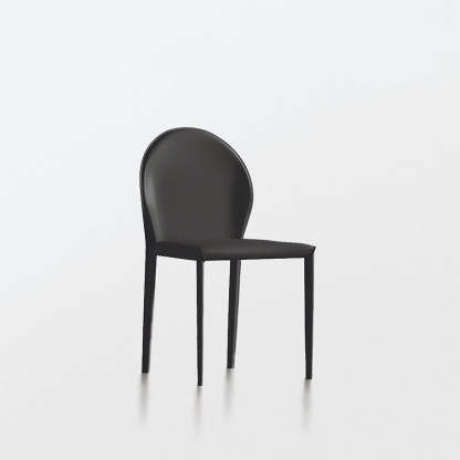 Minimalist Half Oval Leather Metal Dining Chair